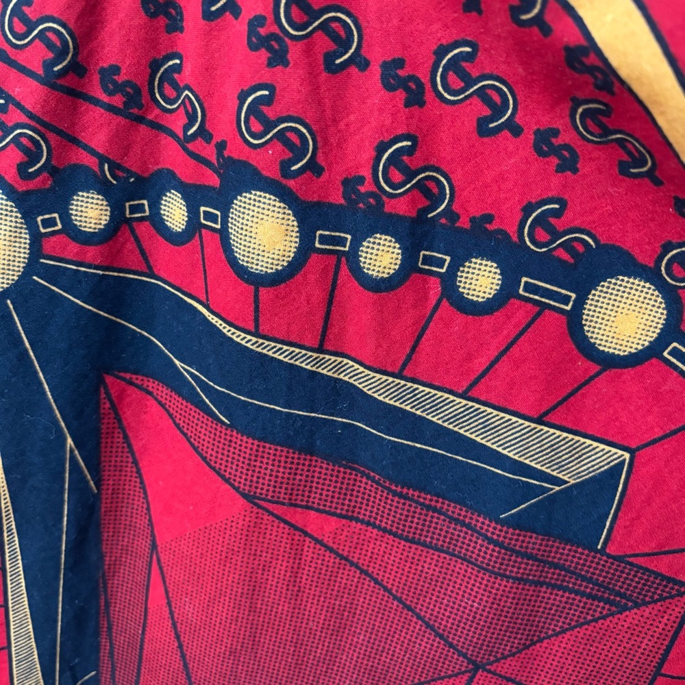 Red Printed Mini Dress - Bold Graphic Swing Dress - Picture 5 of 6
